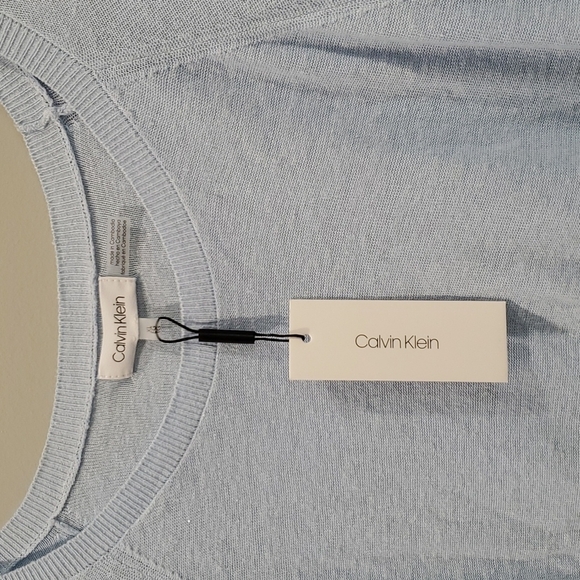 NWT Calvin Klein linen blend striped lightweight crew neck sweater top - Picture 3 of 8